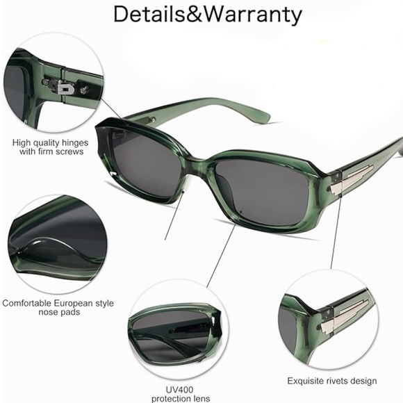 Y2K Mint Green Wrap Around Retro Wrap Trendy Rectangle Men Women Rave Sunglasses - Picture 4 of 5